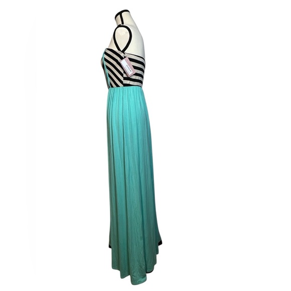 Emerald New with tags Strapless Maxi Dress - Black and Aqua size medium chevron - Picture 4 of 9